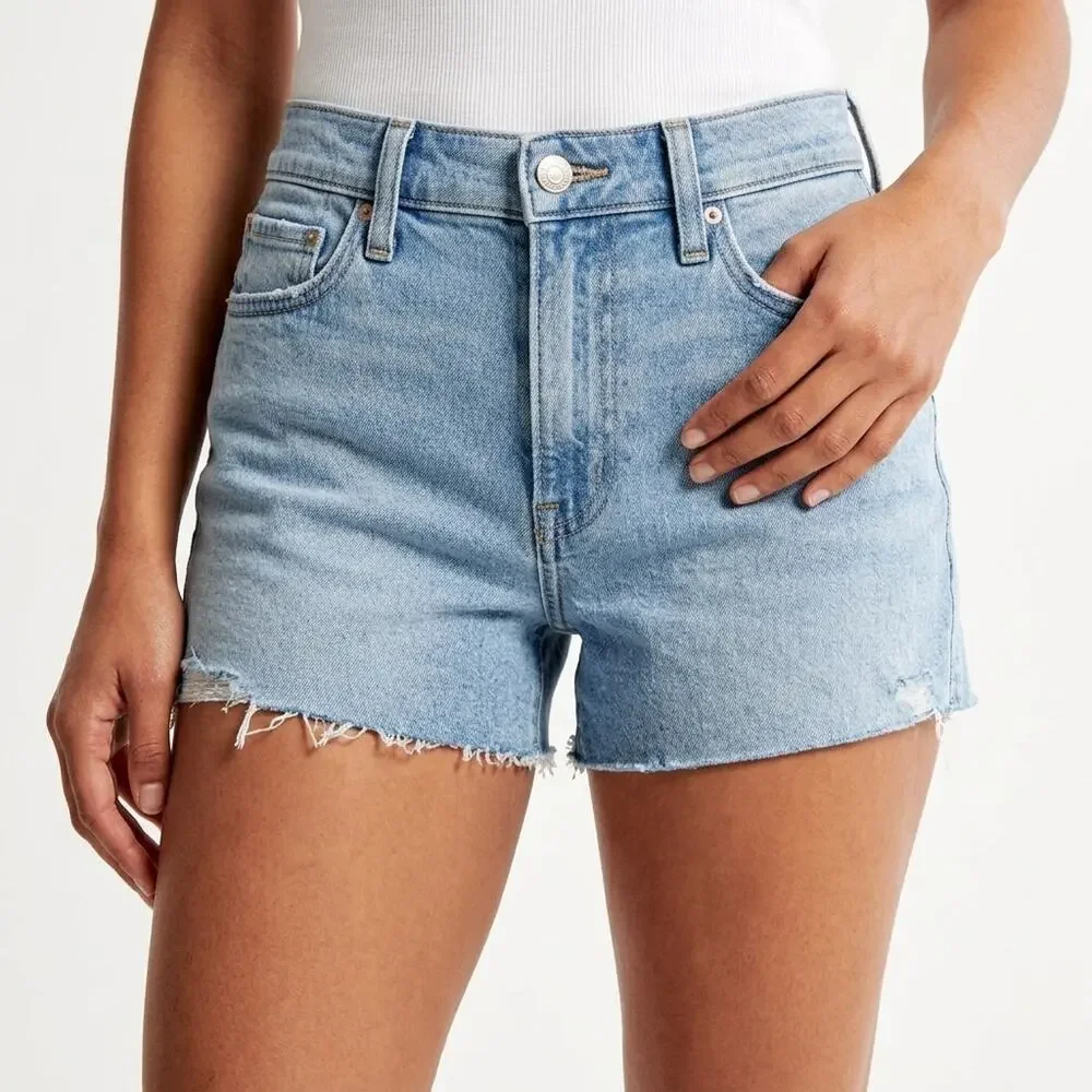 Abercrombie & Fitch Cotton Blend Blue Stretch Shorts Women Size 28